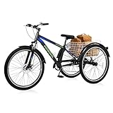 Reinforced Frame with 420 lbs Capacity: Built with a heavy-duty high-carbon steel frame, this adult mountain tricycle offers exceptional strength and stability. Supports up to 420 lbs, perfect for both daily commuting and rugged outdoor use Smooth 7-...