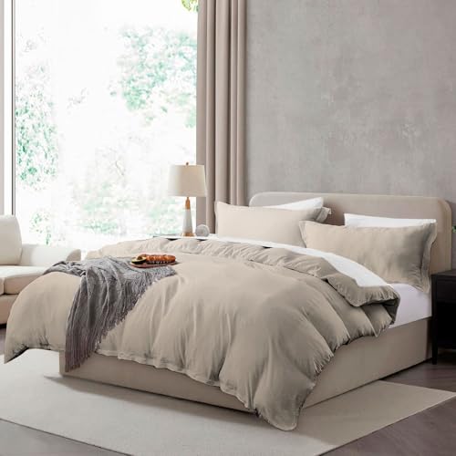 Hearth & Harbor King Duvet Cover Set - King Soft Prewashed Linen Duvet Cover, 3 Piece Set with Zipper Closure, 1 Duvet Cover 104x90 inches and 2 Pillow Shams