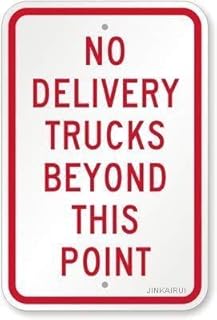 Wall Decor Engineer Grade Reflective Sign, Legend No Delivery Trucks Beyond This Point, 8 High X 12 Wide Inch, Red On White Aluminum Plate