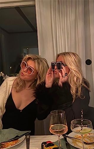 ADE WU Oversize Square Rhinestone Sunglasses Retro Thick Square Frame Sun Glasses3