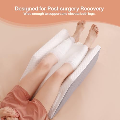 Forias Double Leg Elevation Pillows for After Surgery, Injuries or Rest, Memory Foam Leg Pillows for Sleeping Leg Elevating Pillow Wedge Pillow for Sciatica Back Knee Hip Ankles Pain Relief