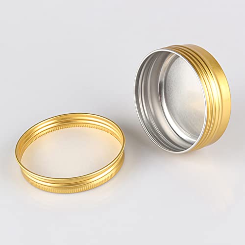 BPZXL 24 Pièces 60ml Rond Pots en Aluminium Or Cosmétique Bougie Aluminium Vides Pots de Voyage pour Baume à lèvres avec Étiquette – vue 4