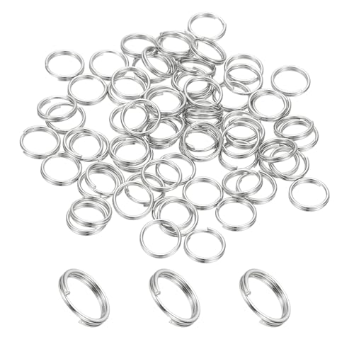 Image of PATIKIL Round Split Ring, 60 Pcs 7mm Small Split Rings with Double Loops Metal Small Key Circle for Key Chains Jewelry Making DIY Crafts Ornaments Accessories Pendants, Silver