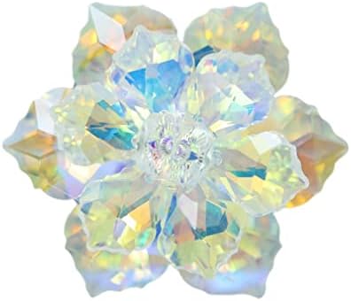 Mlouye Silver Tone Blooming Flower Brooch Iridescent Rhinestone Crystal Brooches Pins Broaches for Girls Women Summer