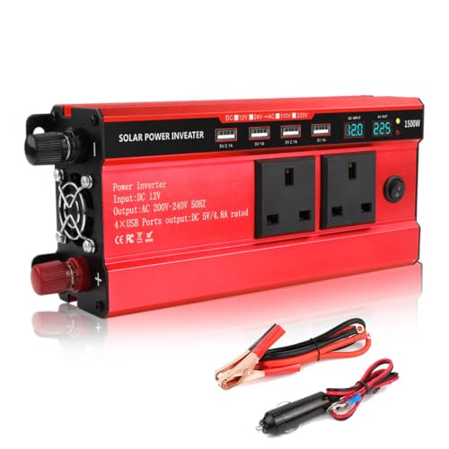 Image of 1500W Power Inverter 12V to 240V, Dual LED Display for Truck Car
