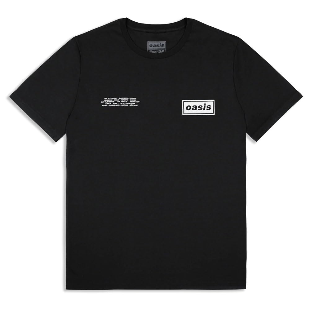 Oasis Unisex Black Global Cities Logo T-Shirt In | Size: Small
