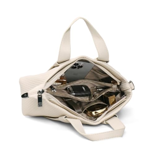 Image of EXOTIC Valeria Satchel Sling Bag for Women | Textured Leatherette Handbag with Top Handle & Detachable Crossbody Strap | Multi-Compartment Structured Purse