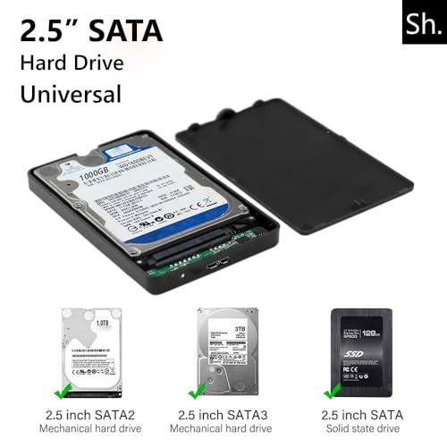 SH. Carcasa Disco Duro 2,5" USB 3.0 – Caja Externa para SSD HDD SATA I/II/III 7mm 9,5mm, Adaptador USB a SATA, 5Gbps UASP, Compatible con PC, Portátil, Mac, PS4, Xbox, TV - imagen 5