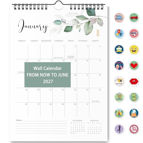 2026 Wall Calendar - From January 2026-June 2027 - Academic Year Monthly 2026 Calendar Planner - Ideal for Home, Office, School & Family