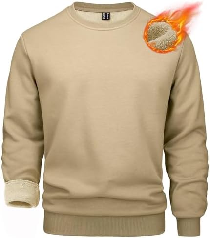 MAGCOMSEN Pullover Herren Warm Winter Gefütterte Sweatshirts Fleece Sweater | Rundhals Pulli, Ohne Kapuze, Hochwertiger Fleece-Futter,Warm Weich, Langarm Für Winter Herbst Arbeit&O