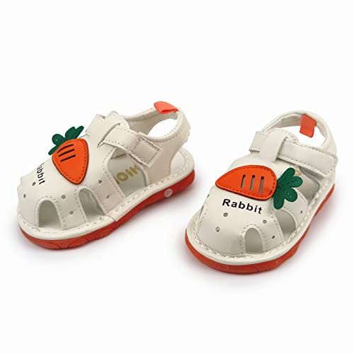 Image of WILLFUN Baby Boy Girl Summer Infant Squeaky Sandals Premium Rubber Sole Closed-Toe Non-Slip Shoes Toddler First Walkers