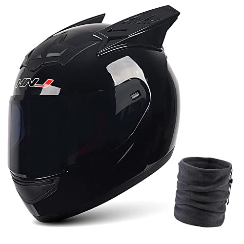 Casque intégral de moto pour adulte taille L équipé de cornes décoratives noires