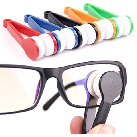 VNDEFUL 5Pcs Mini Sun Glasses Eyeglass Microfiber Spectacles Cleaner Soft Brush Cleaning Tool Mini Microfiber Glasses Eyeglasses Cleaner Cleaning Clip (Random Color) Cover