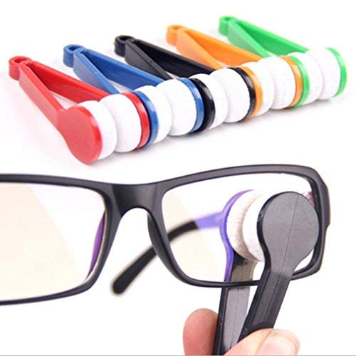 VNDEFUL 5Pcs Mini Sun Glasses Eyeglass Microfiber Spectacles Cleaner Soft Brush Cleaning Tool Mini Microfiber Glasses Eyeglasses Cleaner Cleaning Clip (Random Color)