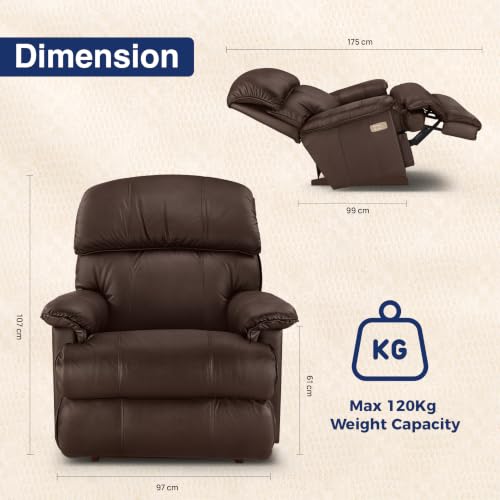 Image of LA Z BOY American Imported Cardinal Single Seater Auto Motorized Italian Leather Reclina Rocker Recliner Sofa | Premium Durable Iconic Comfort Home Design | Living Room Relax Seating Chair | Mocca