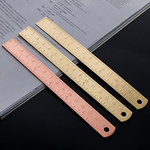 NUOBESTY 2 peças réguas de latão vintage réguas retas multifuncionais para uso em escritório em casa