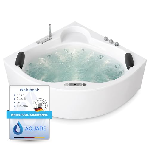 AQUADE Whirlpоol Badewanne Eckbadewanne 140x140 Komplettset cm Modell: Essen Hеrgеstellt in Dеutschland - Wählen Sie Ihre perfekte Acryl Wanne/Whirlpоol: Basic, Classic, Air-Relax, Lux