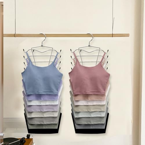2 Stück Folding Platzsparende Kleiderbügel, 8 Etagen BH Aufbewahrung Metall Edelstahl Büge, rutschfest Stabiler Langlebiger Magie Kleiderbügel für Tank Tops, Camisoles, Pyjamas, BHS, Strapsröcke