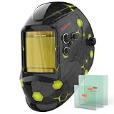 YESWELDER Large View Auto Darkening Welding Helmet, Blue Light Blocking, 1/1/1/1 True Color Solar Powered Welder Hood Mask with 4 Arc Sensors, Wide Shade 3/5-9/9-13 for TIG MIG ARC CUT and GRIND