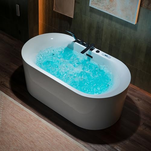 WOODBRIDGE 59" x 31-1/2" Whirlpool and Air Bath Heated Soaking Combination Tub with Adjustable Speed Air Blower