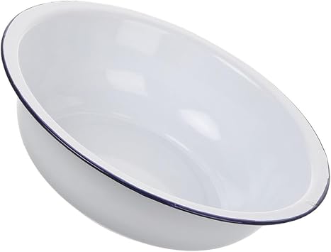 Vintage Enamel Basin Large Capacity for Kitchen Retro Enamelware Mixing Bowl Soup Dish Enamel Serving Bowl for Washing Vegetables Kneading Dough
