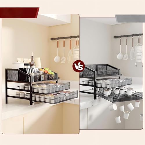 Rangement pour dosettes de café : grand tiroir en bois, meuble et support de cuisine - 7