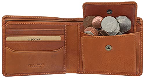 Visconti Darwin Collection Newton Leather Wallet RFID Blocking Tap and Go DRW40, Tan, Modern3