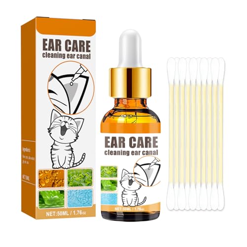 Tratamiento de ácaros para perros y gatos, 1 x 50 ml gotas para los oídos para perros y gatos con plata coloidal, para mascotas, para limpiar los oídos de mascotas, para perros, gatos, EarMite