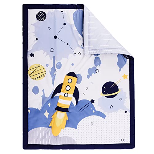 Baby Crib Bedding Set For Boys 3Piece Space Theme Toddler Nursery Crib Sets For Boys Included Crib Comforter Fitted Sheet Crib Skirt, By Jupeollon #TOP3