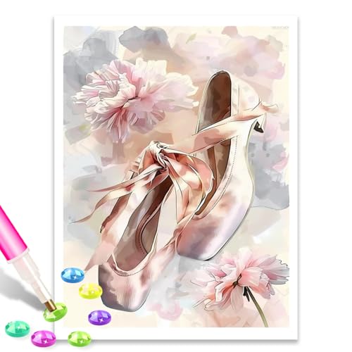 MOER SKY Diamond Painting for Adults 5D Watercolor Ballet Shoes