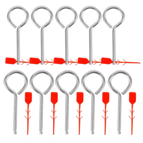 SEWACC 10pcs Fire Extinguisher Lock Pins, Replacement Pull Pins for Fire Equipment, Iron and Plastic Safety Pin Set, 2.2 x 0.78 Inches