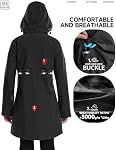 Women's Packable Rain Jacket Waterproof Rain Coat with Hood | Knee-Length, Lightweight, Drawstring Waist, Soft Breathable Lining, 3 Zipper Pockets, 4 Back Vents, Daily Camping Travel