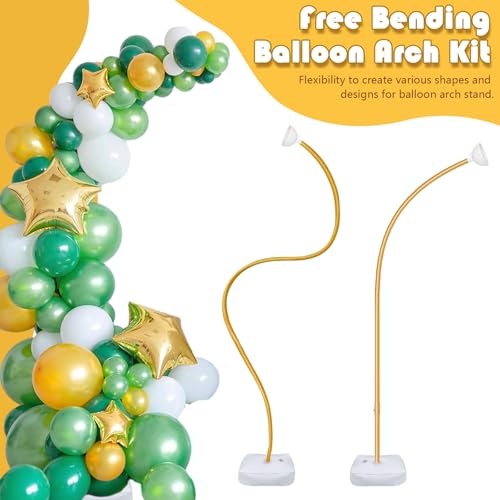 OurWarm 9.35Ft & 6Ft Gold Balloon Arch Stand, Free Bending Shape Balloon Arch Kit, Half Arch Balloon Stand with Base for Floor, Ideal for Wedding Birthday Baby Shower Graduation 4th of July Decoration - Image 6