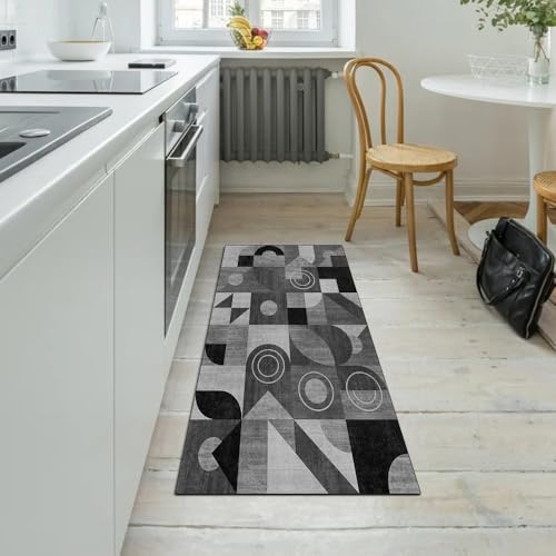 Corredor de pasillo patchwork negro de diseño textil elegante 5