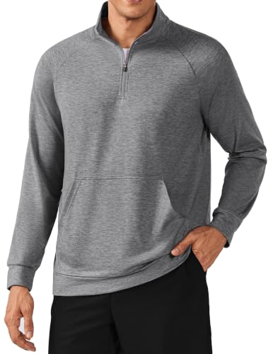 PINSPARK Sweatshirts for Men 1/4 Zip Mock Neck Raglan Long Sleeve Sweater