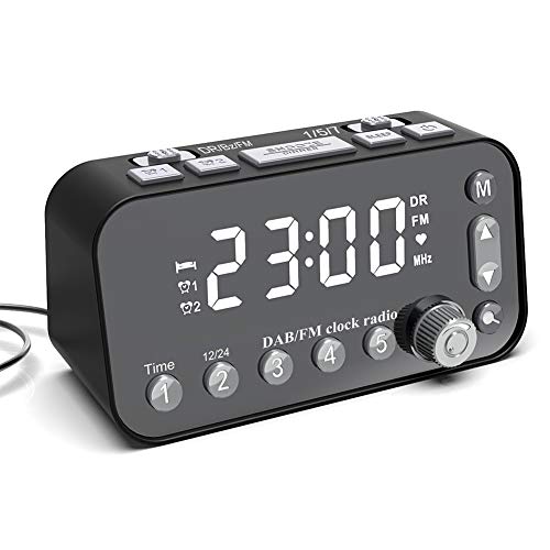 58bh Digital Alarm Clock Radio with DAB FM Radio Desk Clock LED Display