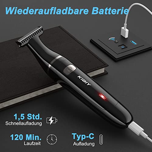 Körperrasierer Herren Elektrisch, Kibiy Bodygroom für Gesicht, Körper, Intimbereich, IPX7 Wasserdichter Nass/Trockener Body Rasierer für Herren mit Kammaufsätze, Type-C aufladbarer Intimrasierer Mann - Image 5