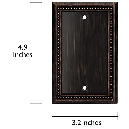 Image of Henne Bery Sunken Pearls Heavy Duty Decorative Wall Plate Switch Plate Outlet Cover (Single Blank, 2 Pack, Aged Bronze)