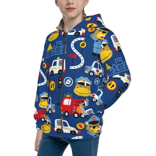 Animals Rescue Team Kids Pullover Hoodies Boys Zip Up Sweatshirts Girls Athletic Clothes with Pocket