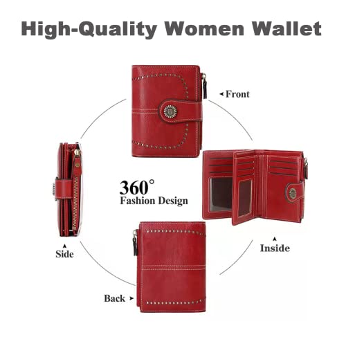 Wallet for Women Genuine Leather RFID Blocking Large Capacity Trifold Ladies Purse, Peacock Blue, One Size4
