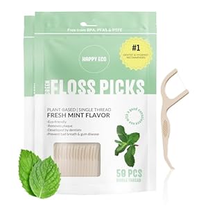 Biodegradable Floss Picks (100pcs) – Natural, Vegan, Sustainable, Reusable Dental Floss – Shred Resistant and Nontoxic Plant-Based Material Dental Floss Picks