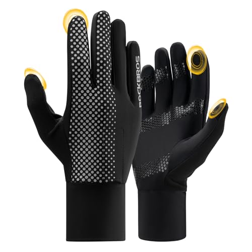 ROCKBROS - ROCKBROS Gants de Cyclisme pour Homme Femme, Gants de Course pour VTT Vélo Route Écran Tactil Antidérapants Respirant Confortable pour Vélo Randonnée Escalade Plein Air, Noir XL-XXL