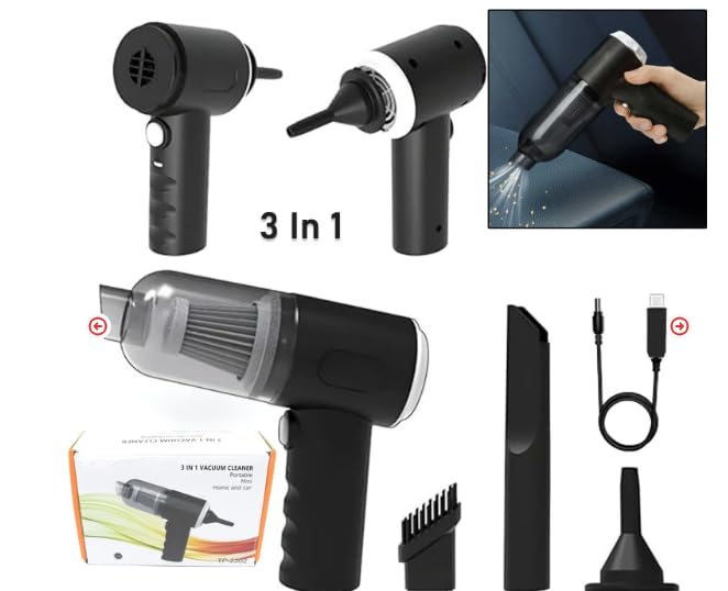 Image of Portable Handheld Mini Vacuum Cleaner, Cartridge Filter, for Upholstery, Cordless USB Rechargeable with Dusting Brush, 150 Grams