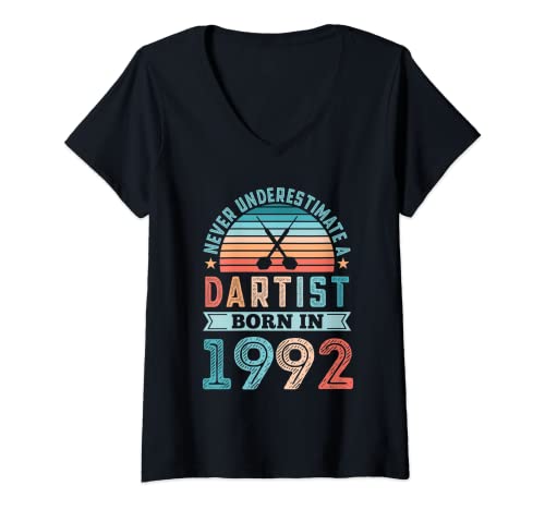 Mujer Dartist born 1992 - Dardos de cumpleaños Camiseta Cuello V