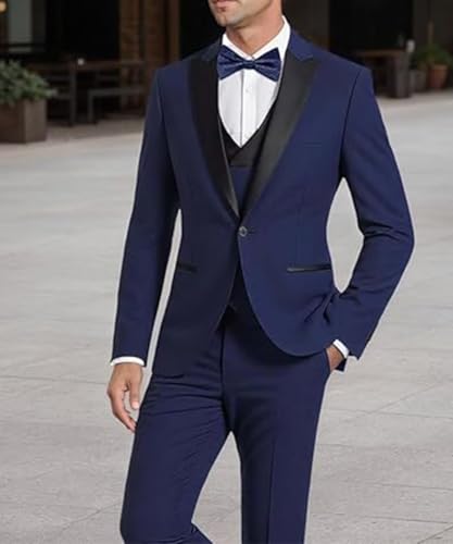 3 Piece Suit for Men Slim Fit Double Breasted Men's Formal Suit Dressy Blazer Pants Vest Set Tuxedo for Wedding Prom Groom2