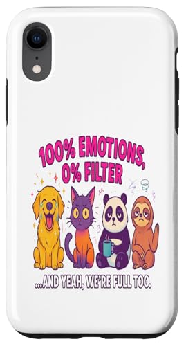 divertente emozioni animali pieno sentimento espressivo animale cartone animato Custodia per iPhone XR