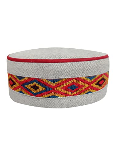 Image of Vastraa Fusion Himachali Topi for Men | Nepali Headwear | Traditional Kullu Cap | Pahadi Topi | Kashmiri Hat | Wool Handcrafted Ethnic Wear