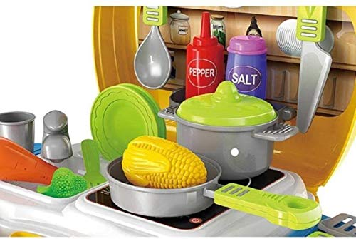STOFFIER Garten Kitchen Set for Kids Girls Toys | Kids Toys for Girls (Yellow Suitcase)