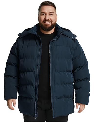 Soularge Men's Big and Tall Waterproof Winter Hooded Parka Coat (Navy, 2X) — view 4