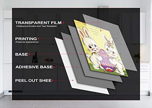 Easter Bunny Egg Dishwasher Cover Decal Decoration, Rabbit Decor Kitchen, Vintage Rural Magnet Sticker Decorative Dishwasher, Washing Machine, Refrigerator Door,Magnetic 23In W X 26In H #TOP3